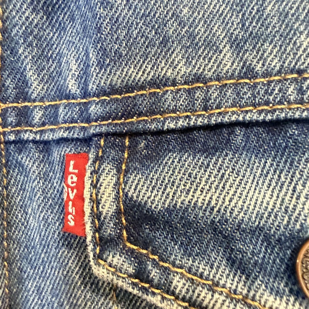 Levis Jacket Womens M Blue Jean SHERPA COLLAR Denim Trucker Button Front Warm - Picture 4 of 16